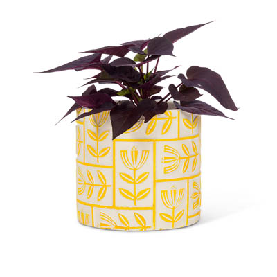 PLANTER, MED FLORAL GRID