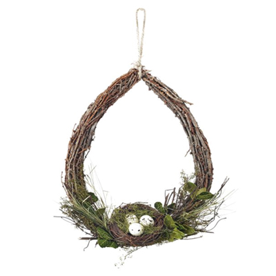 WREATH, TWIG NEST W/ EGGS 12.5"