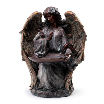 Bronze Kneeling Angel Bird Feeder