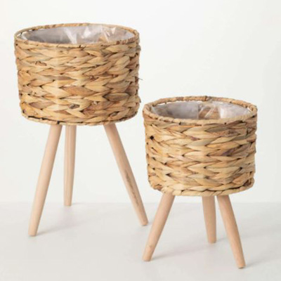 PLANTER,BASKET W/LEGS NATURAL SM