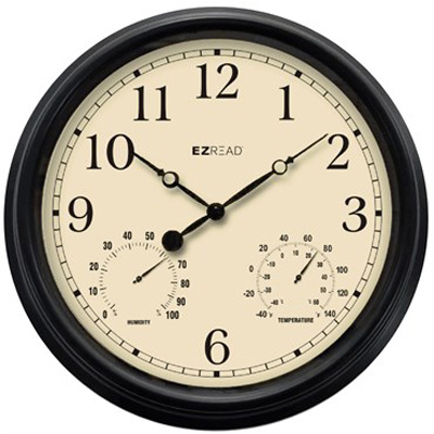 Thermometer Hygrometer Black Wall Clock