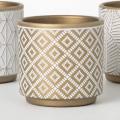 PLANTER,PATTERNED CREAM/GOLD 4"