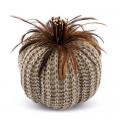 Burlap with Feather Topper Pumpkin