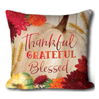 Thankful Grateful Blessed Fall Mum Pillow