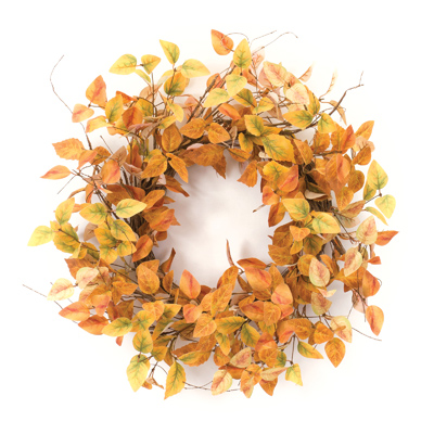 Golden Orange Fall Leaf Wreath