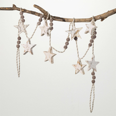 Grey and White Star Bead Garland - 62"