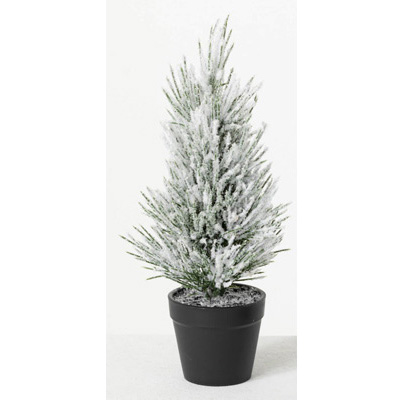 TREE, 11"H POTTED FLOCKED PINE