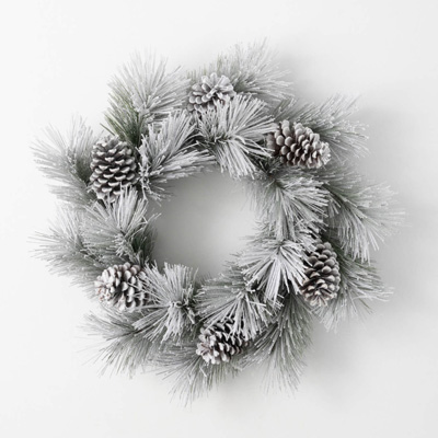 Flocked Green Pine Wreath - 28"