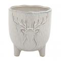 Large Embossed Deer Head Pot with Feet