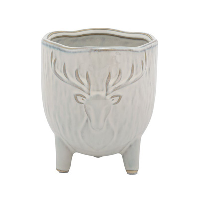 Embossed Deer Head Pot with Feet