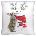 PILLOW, 18X18 RABBIT & SNOWMAN