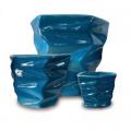 POT, ZIG-ZAG CONE OCEAN BLUE 6"