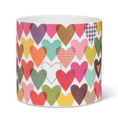 PLANTER,MULTICOLOR HEARTS LG 6.5