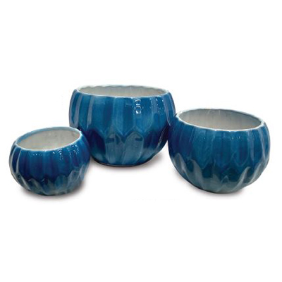 POT,CHISELED SHPERE OCEAN BLUE 7