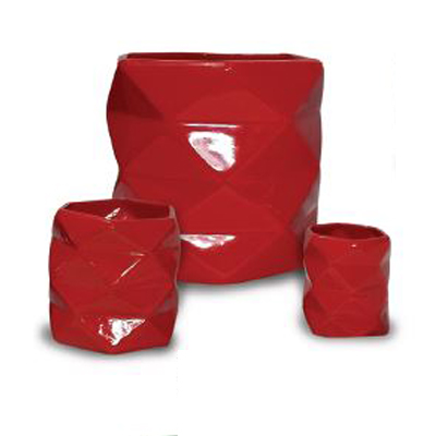 POT, TILTED TRIANGLE RED 4"W