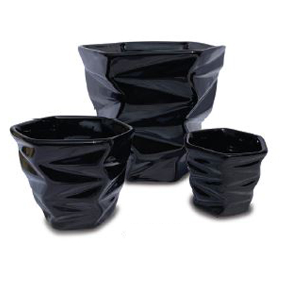 POT, ZIG-ZAG CONE BLACK 4"