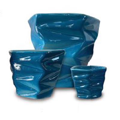 POT, ZIG-ZAG CONE OCEAN BLUE 4"