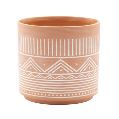 PLANTER, GEOMETRIC WHT WASH LG