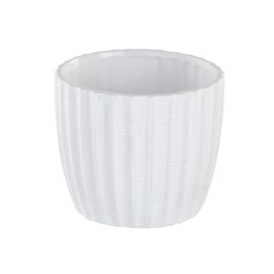 PLANTER, RIBBED WHITE 4.5"D