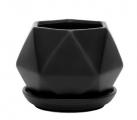 PLANTER, BLACK GEOMETRIC 4.25"H