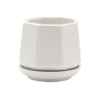 PLANTER, HEXAGON WHITE 3"W X 3"H