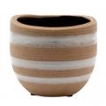 CACHE POT, BEIGE W/WHITE STRIPES