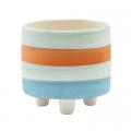 PLANTER, BLUE/ORANGE STRIPE 3.5"