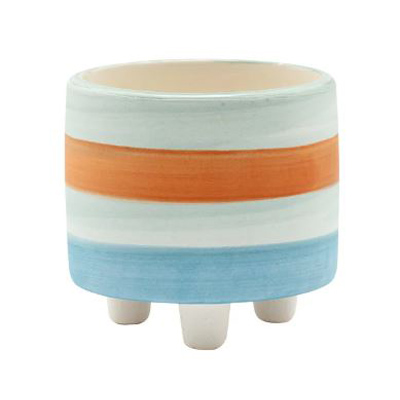 PLANTER, BLUE/ORANGE STRIPE 3.5"