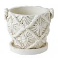 PLANTER, MACRAME CEMENT SMALL