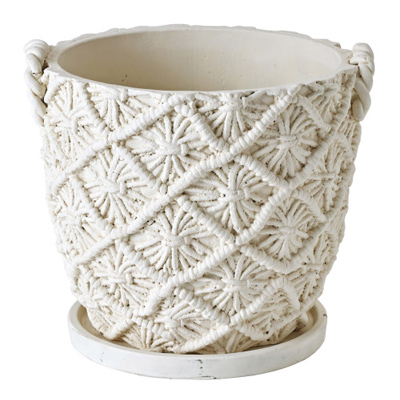 PLANTER, MACRAME CEMENT LARGE