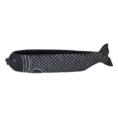 PLANTER, LARGE BLACK KOI 15.4"L