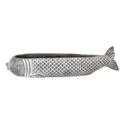 PLANTER, LARGE GREY KOI 15.4"L