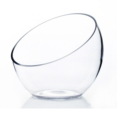 VASE, SLANT CUT CLEAR BOWL 7" OP