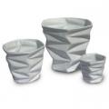 POT, ZIG-ZAG CONE WHITE 4"