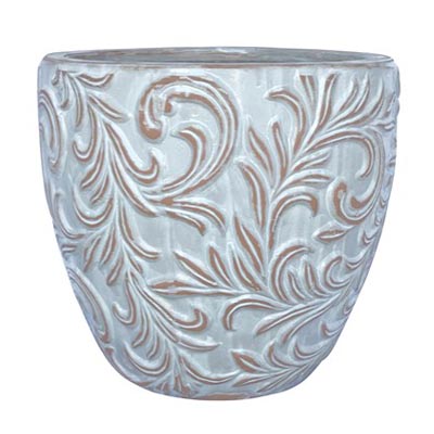 PLANTER, 8.5" LILY LEAF EGG WHIT