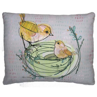 PILLOW, 19X24 BABY BIRD & MOTHER