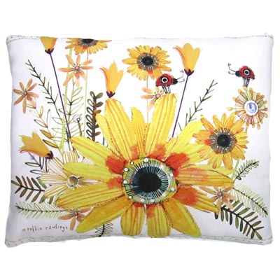 PILLOW, 19 X 24 FLOWERS/LADYBUGS