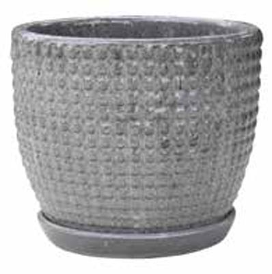 POT, DECO EGG GREY 6"X5.75"H