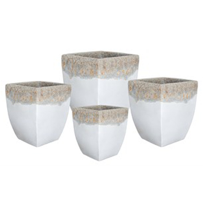 PLANTER, 15" TALL SQ VOL WHITE