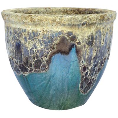 PLANTER, 21" FLAT RIM VOL M BLUE