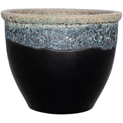 PLANTER, 16" FLAT RIM VOL BLACK