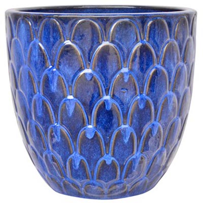 PLANTER, 14" SCALLOP LT BLUE