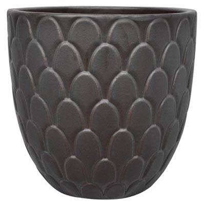 PLANTER, 14" SCALLOP BLACK