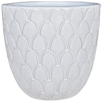 PLANTER, 14" SCALLOP WHITE