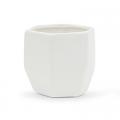 POT, 4.2"W GEOMETRIC WHITE