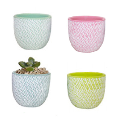 POT, PASTEL BASKET WEAVE ASRT