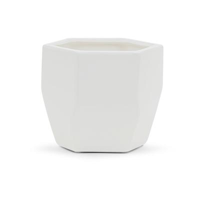 POT, 5.5"W GEOMETRIC WHITE
