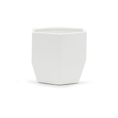 POT, GEOMETRIC LG WHITE 6.3"D