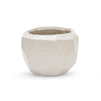 POT, GEO 4" X 2.75"H WHITE