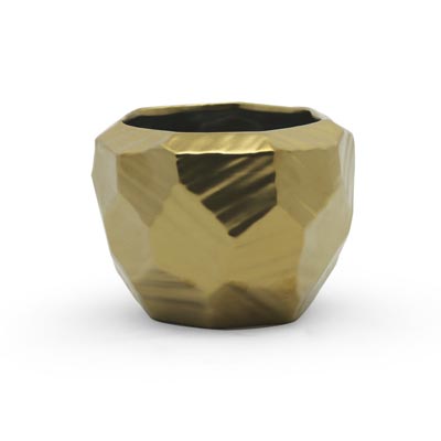POT, GEOMETRIC MED GOLD 5"D